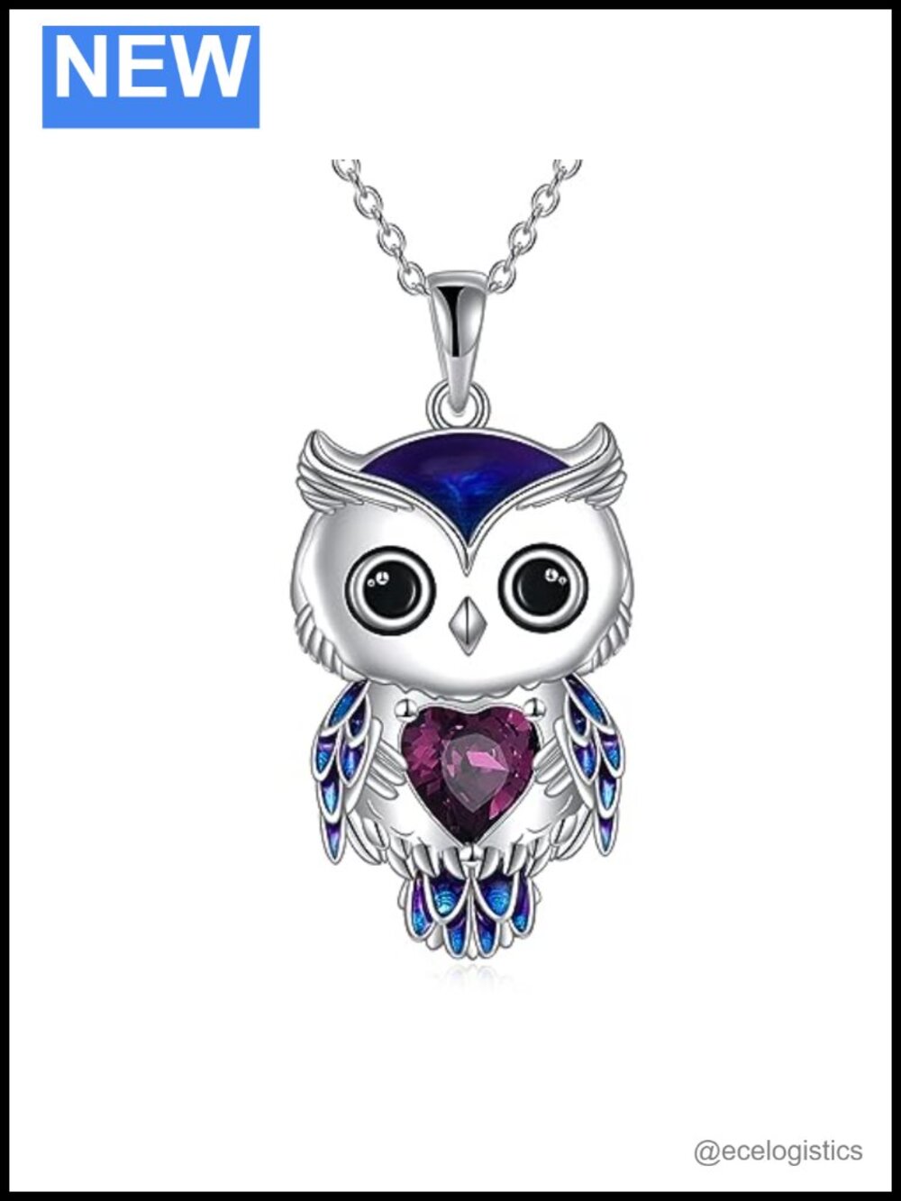 Sterling Silver Filigree Owl Pendant Necklace 925 Rolo Chain